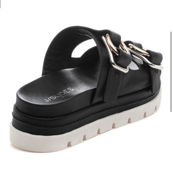 NWT J/SLIDES BAHA Black Leather Sandal - Picture 5 of 16